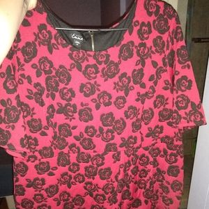 Red and black rose print dress size 2x
